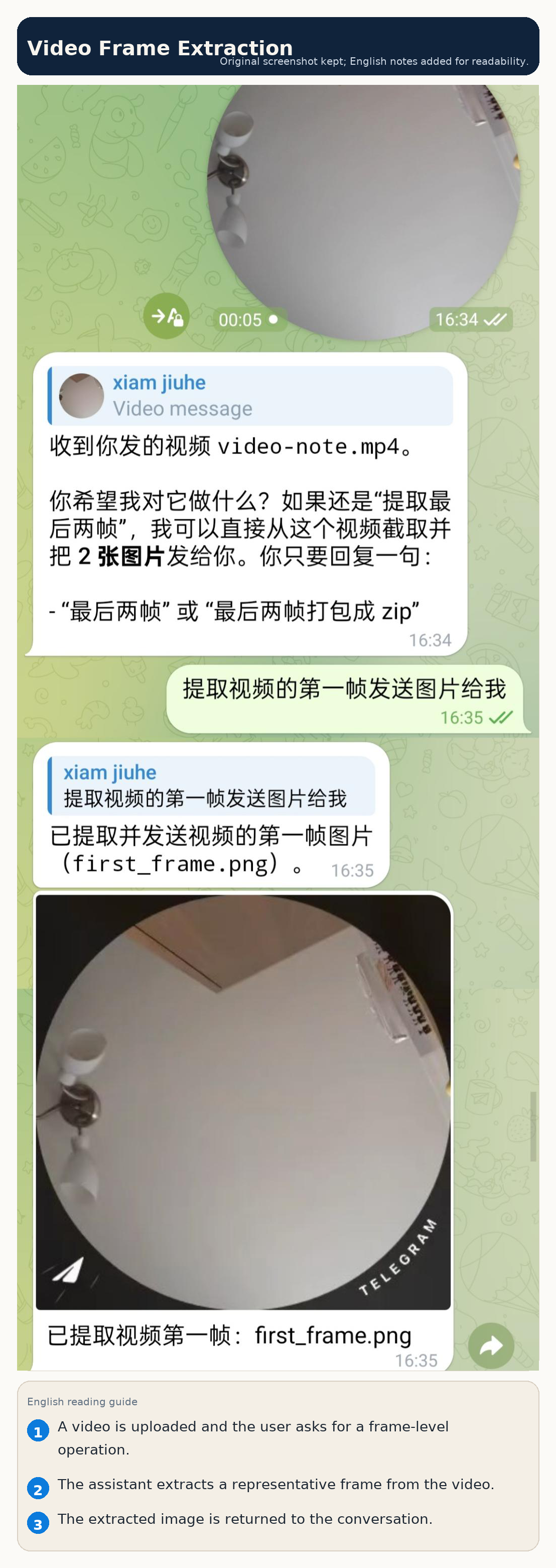 Processing video and returning a frame