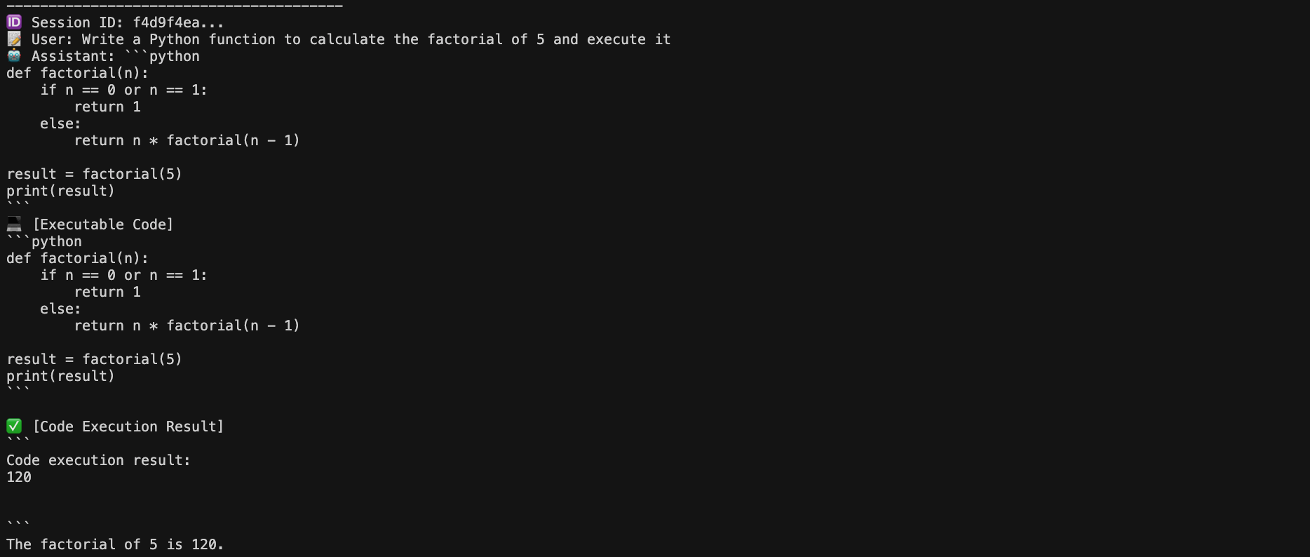 UnsafeLocalCodeExecutor Execution Result 1